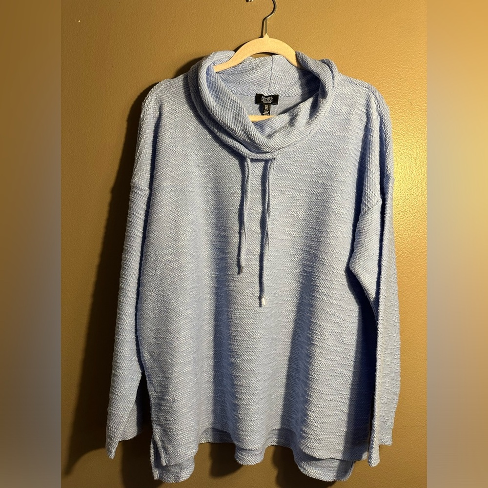 Jones New York Signature Size Large NWT Blue Cowl Neck Tunic